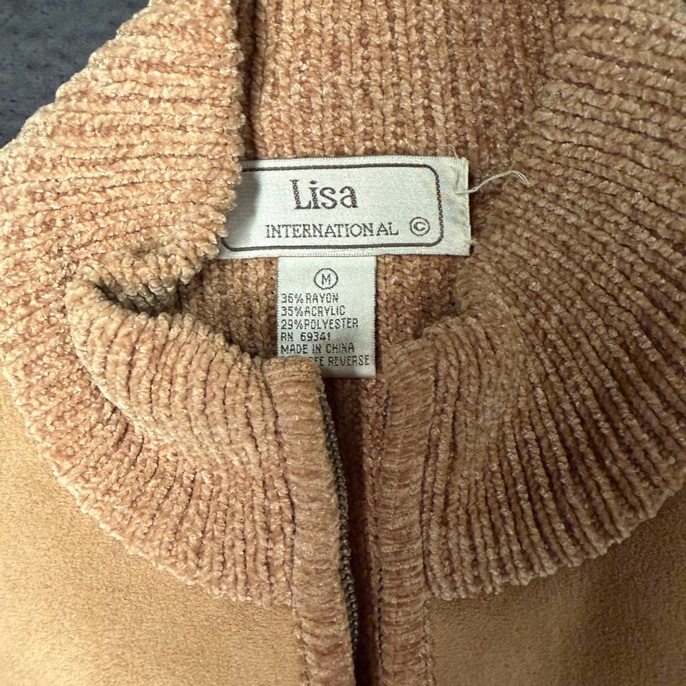 Lisa International Tan Suede-Look Zip Jacket - Picture 2 of 4